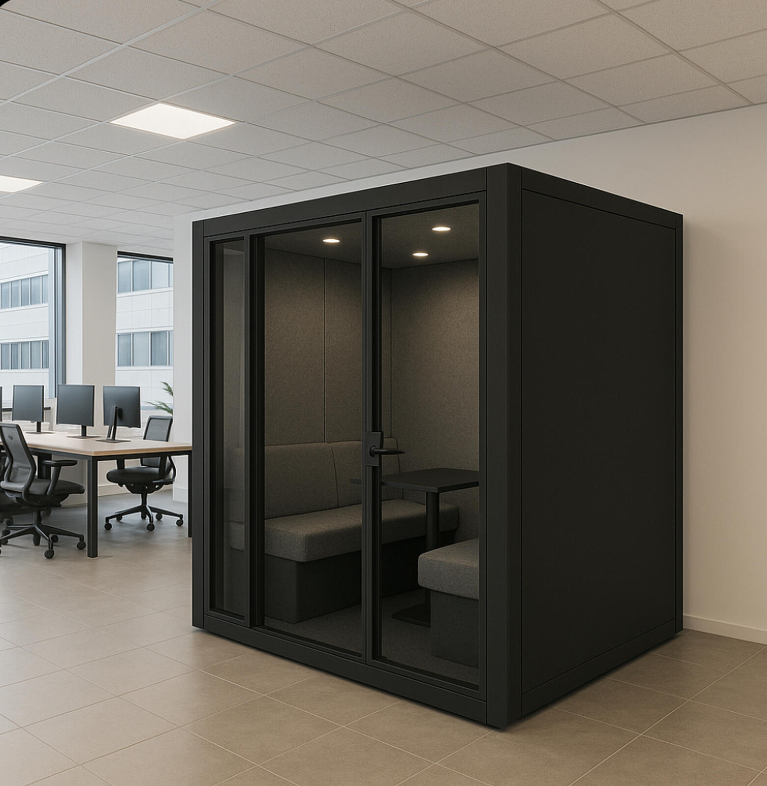 Akustikkabine Centra-Box Double – schallgedämmte Doppelkabine für Arbeit und Meetings